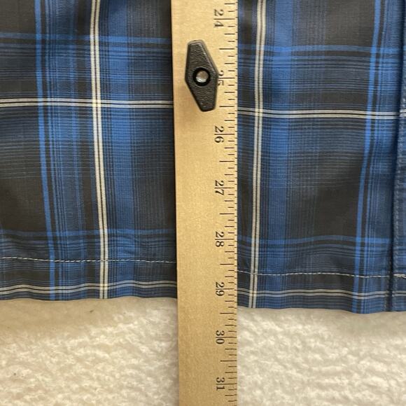 Kuhl Shirt Mens Medium Blue Button Down Eluxor Plaid Outdoor Hiking Lumberjack - Picture 10 of 11
